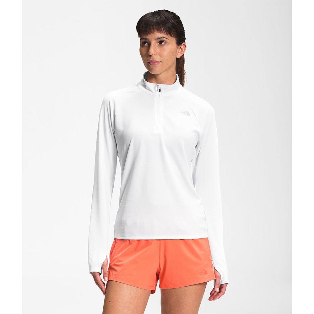 The North Face Active Tops Womens Australia - The North Face Wander ¼ Zip White (MKZ-521049)